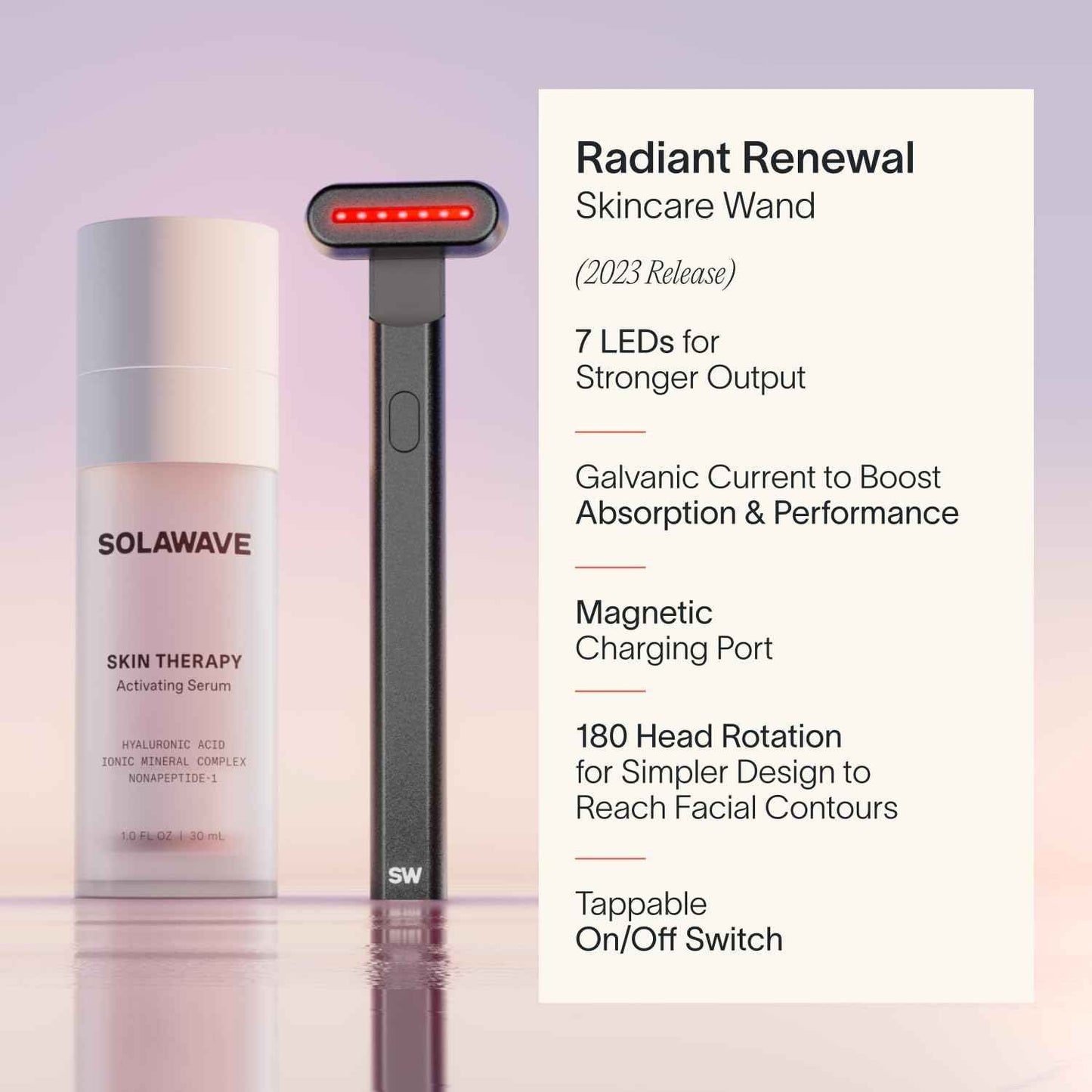 Solawave 4 合 1 紅光治療臉部棒 | 臉部和頸部抗衰老紅光療法 | 電流微電流刮痧臉部按摩器 | 減少皺紋 | Solawave 原創 |玫瑰金色