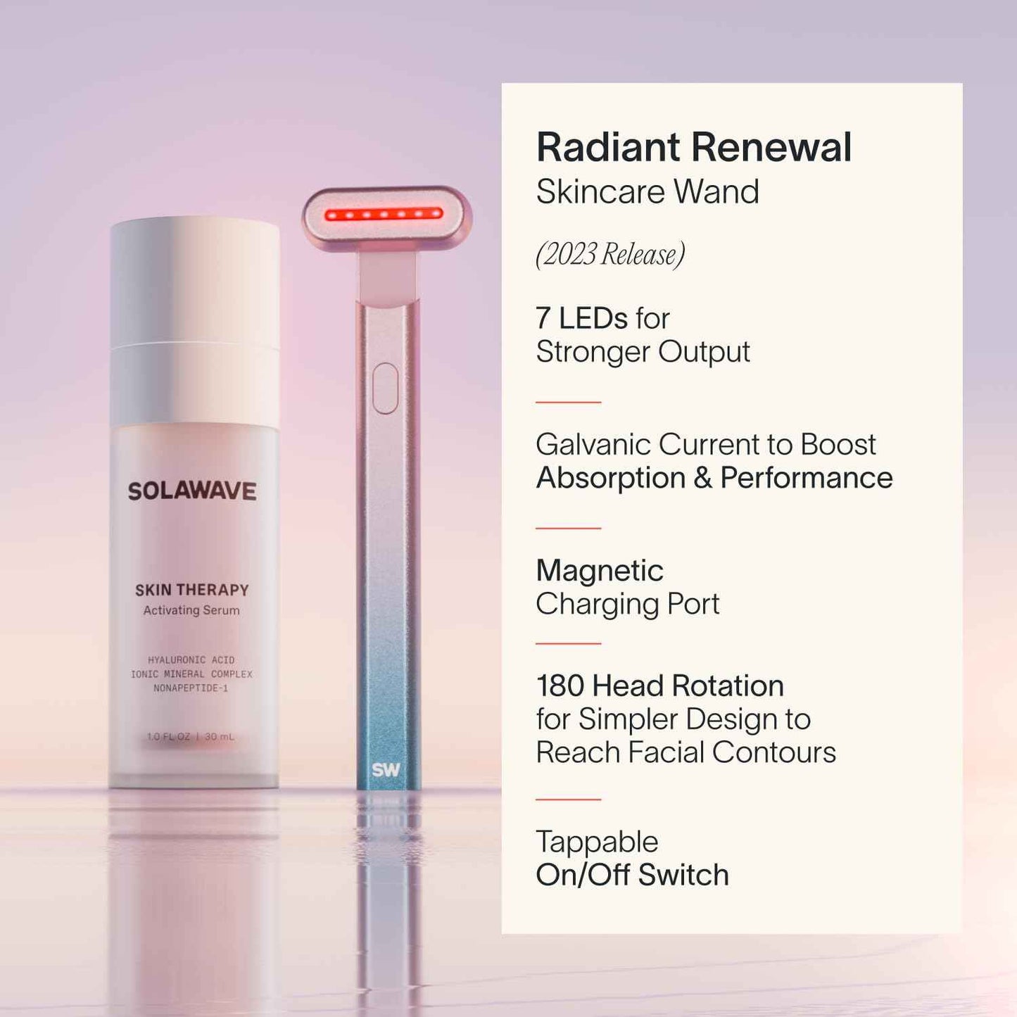Solawave 4 合 1 紅光治療臉部棒 | 臉部和頸部抗衰老紅光療法 | 電流微電流刮痧臉部按摩器 | 減少皺紋 | Solawave 原創 |玫瑰金色